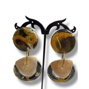 1980s Signed Jorgel Lucite Clip On Non-Pierced Earrings 3" Drop